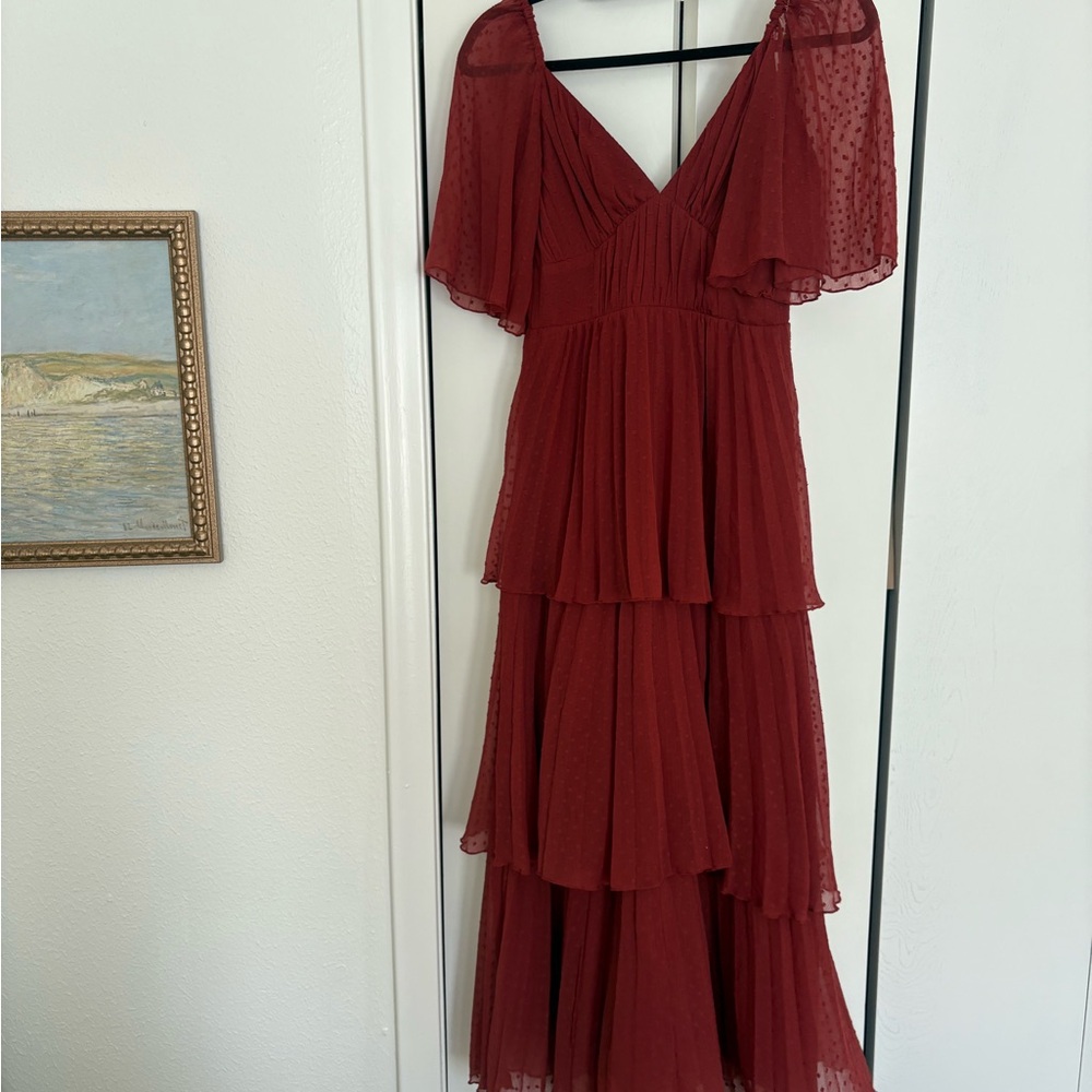 ASOS Burgundy Layered Maxi Dress